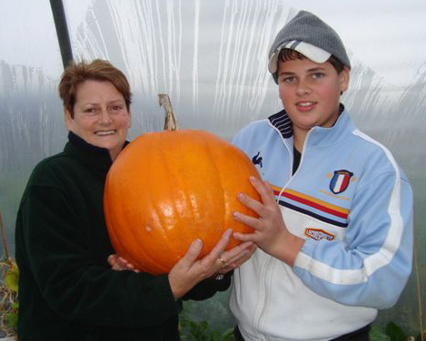 Prize pumpkin growing on Rathlin! Photo: Patricia McCurdy